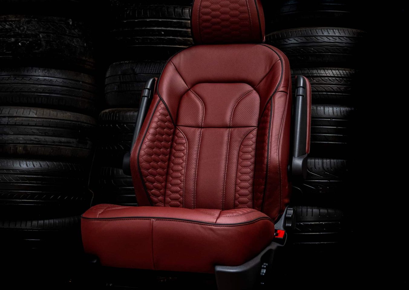 A hand-stitched Nappa leather seat in the VanHaven interior lab