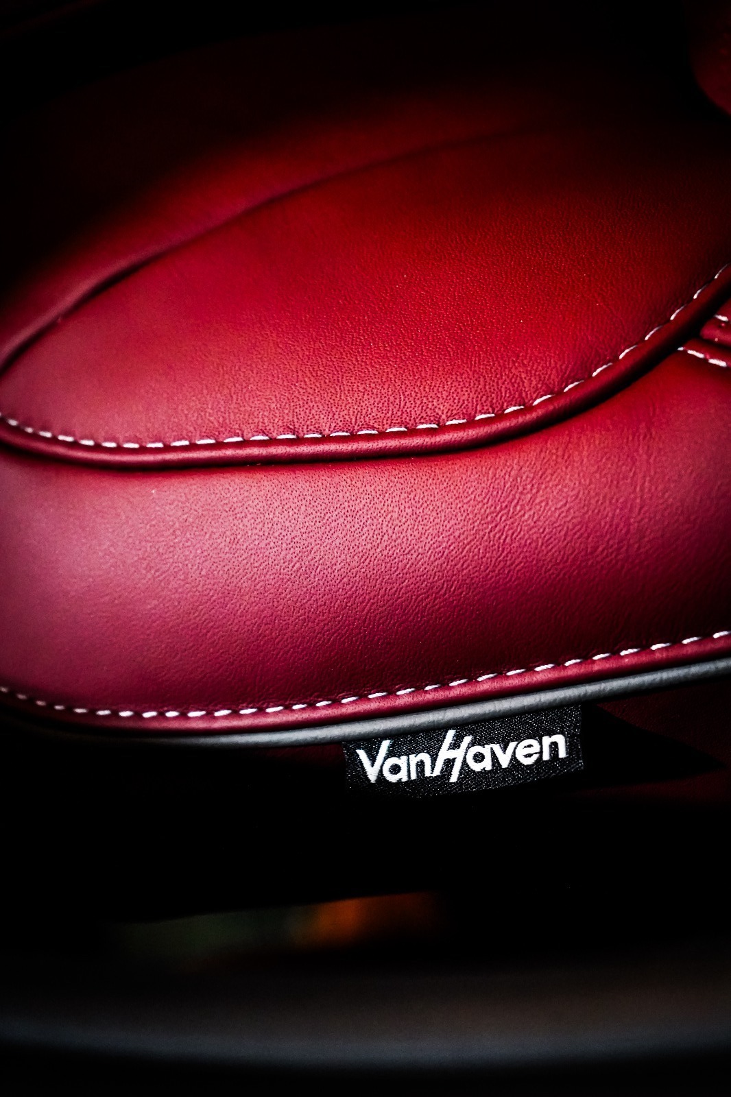 Van Haven T7 VanHaven branded leather headrest detail
