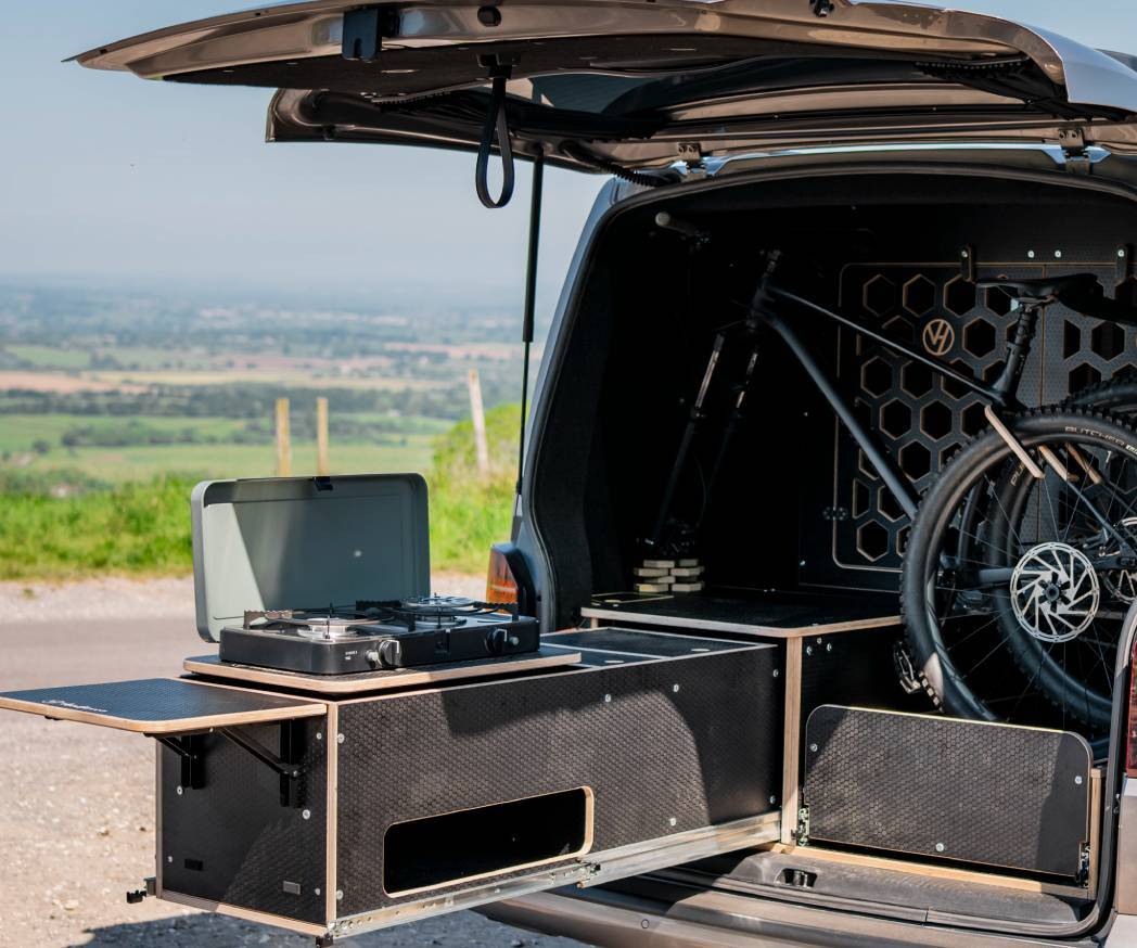 Van Haven T7 rear kitchen and bike storage with countryside view