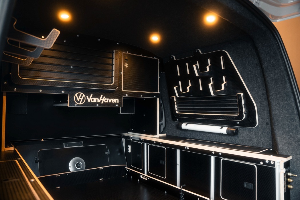 Van Haven T7 rear cabin with branded panelling and ambient lighting